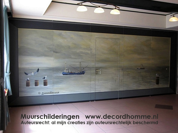 Muurschildering IJsselmeer afsluitdijk Grote Schilderij