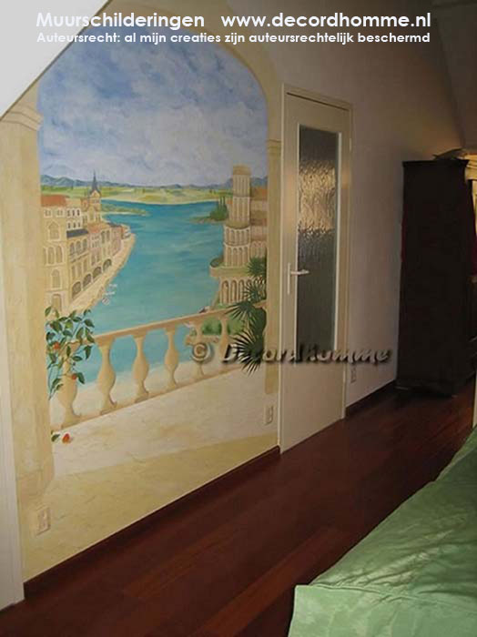 Muurschildering Uitkijk Venetie charmant landschap