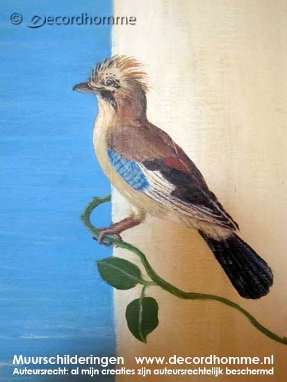 Muurschildering De vlaamse gaai sierlijke vogel