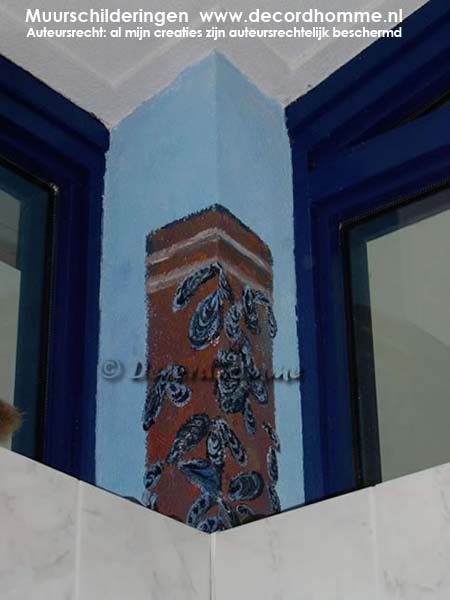 Badkamer muurschildering Onderzeewereld mosselpal