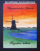 Schildering op houten paneel Wipwatermolen decoratieve schilderkunst Haarlem