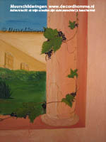 Muurschildering Druiven klimmend op pilaar zuil Muurschilderingen