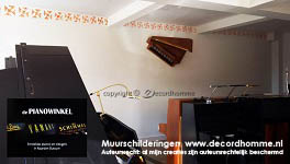 de Pianowinkel Bussum Muurdecoratie tegelmotief fries fresco