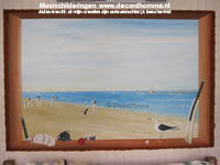 Muurschildering Zeezicht uitkijk Strandcricket Haarlem Muurschilderingen