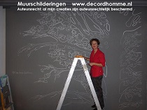 Muurschildering Decoratieve boom Amsterdam Haarlen Noord Holland Muurschilderingen Design