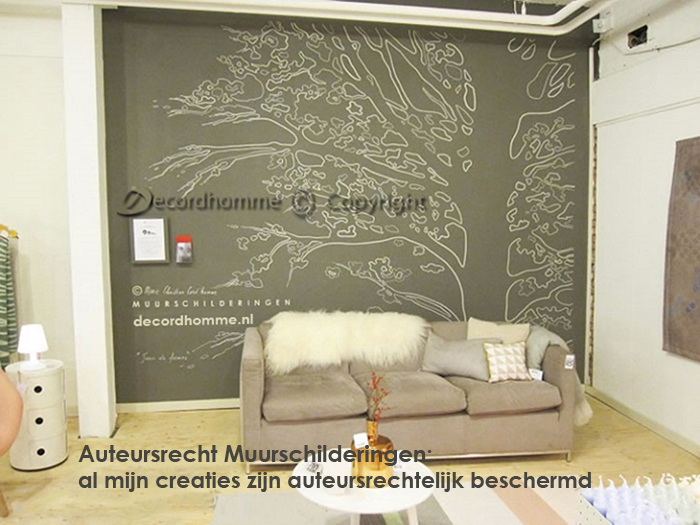 muurschildering levensboom Kunstzinninge grafische boom Van Duivenboden Haarlem