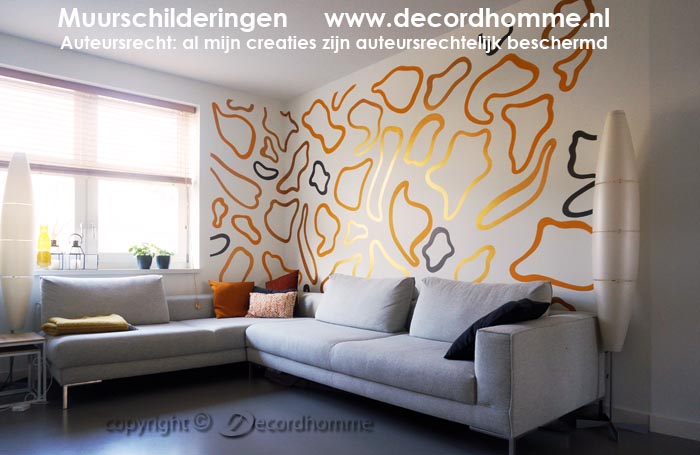 Muurschildering Kunstzinnige vormen moderne interieur Amsterdam Decoratief