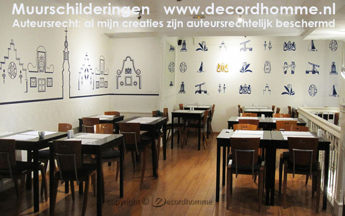 Muurschilderingen Amsterdam Minimalistische vertaling van Amsterdamse huizen grachten Decordhomme