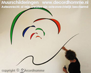 Muurschildering Kitesurfs Gestileerde zee abstracte design muurschilderingen Amsterdam