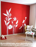 Muurdecoratie Tropische bloemen Decoratieve muurschilderingen